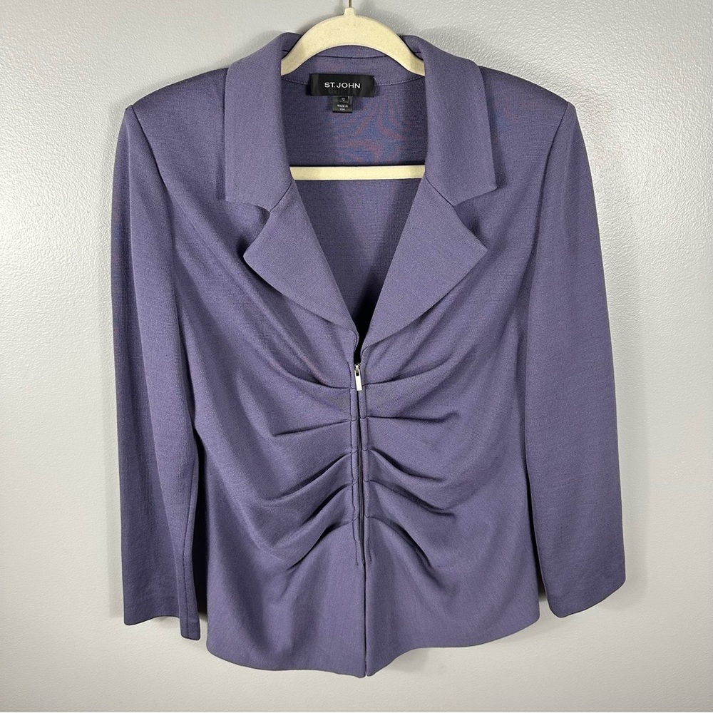 St. John Lavender Ruched Front Blazer